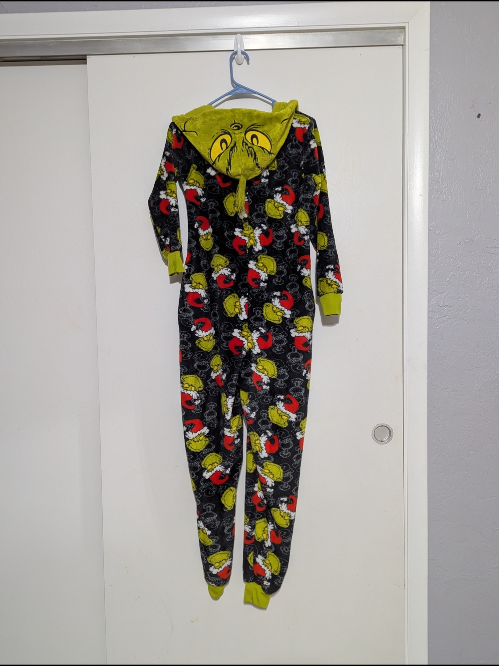 Grinch Hooded One-Piece Pajamas - Green/Black Adult